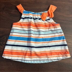 Gymboree Striped Coral Orange and Blue Baby 6-12 month Tank Top